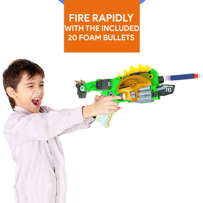 Kids Gun - Soft Foam Bullet Kid Gift Dinosaur Transforms Shot Gun - 1 Gun and 20 Bullets