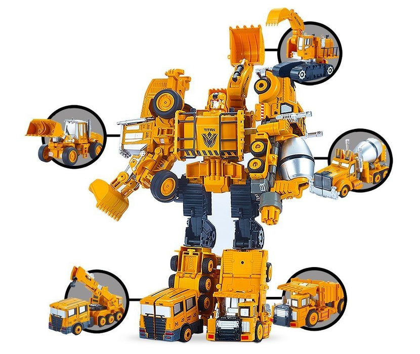 5 Pack TransTruck Transforms to Tractor and Robot Action Figures Combine into 1 Giant Robot – Holiday, Birthday Gift Tractors Robots Toys for Kids