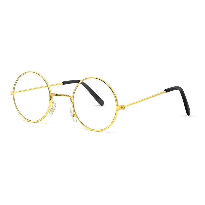 Gold Wire Rimmed Round Costume Glasses, 1 Pair.