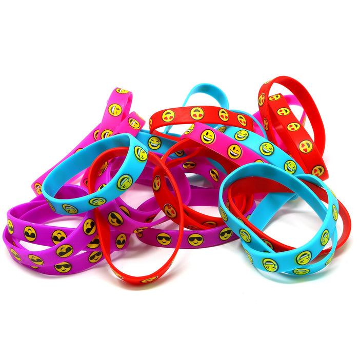 Emoticon Silicone Bracelets Party Favors - Pinata / Goody Bag Fillers For Every Event - 36 Pieces