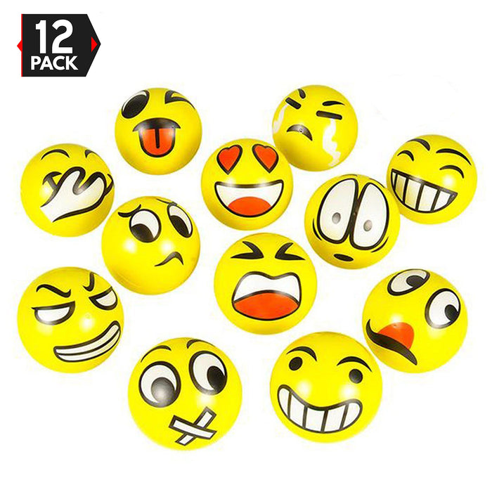 3" Party Pack Emoticon Stress Balls Stress Reliver Party Favors, Toy Balls, Party Toys (12 Pack)