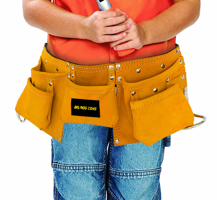 Tool Belt - Kids Brown Faux Suede Pretend Play Belt for Tools with Adjustable Strap