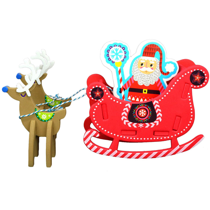 Holiday Crafts - Christmas Foam Arts N Craft Santa Riding A Reindeer Sleigh Table Top Decorations Kit for Kids