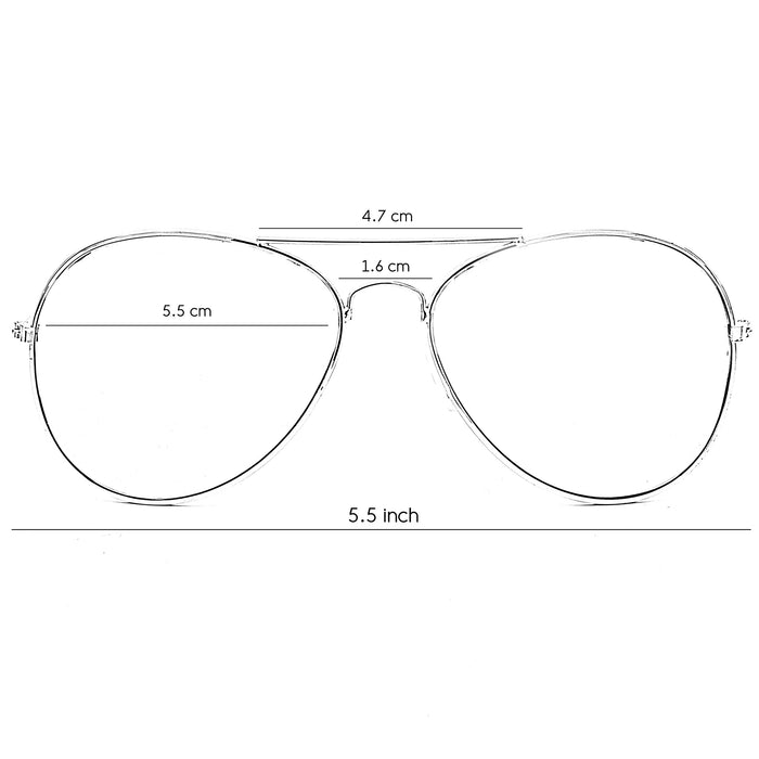 Silver Mirrored Aviator Sunglasses Shades – 70’s Style Adult Aviators Costume Glasses - 1 Pair