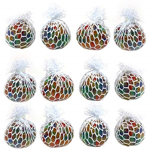 Mesh Balls - Squishy Fidget Balls Stress Reliever Party Favors - 12 Pack Single, FBA, In Stock