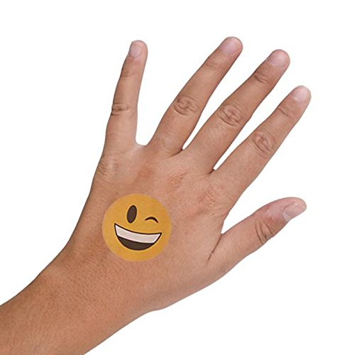 144 2" Temporary Emoji Tattoos - 16 Assorted Emoticon Styles - Fun Gift, Party Favors, Party Toys, Goody Bag Favors