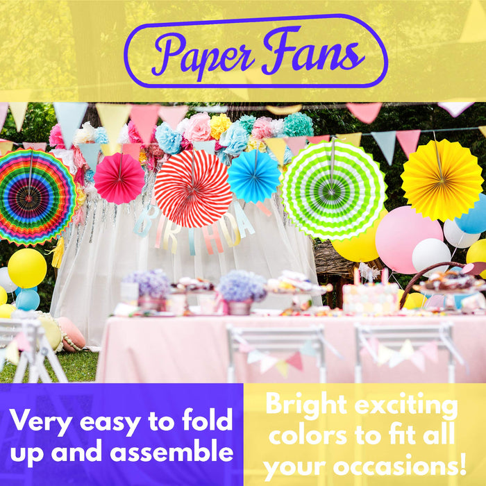 Paper Fans Pink Green And Blue Mexican Fiesta Party Decorations Supplies Paper Fan Rosettes