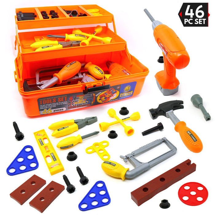 Tool Box Pretend Play Three Tier Educational Tool Kit for Kids