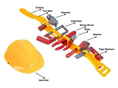 Kids Tool Toy - Pretend Play Children's Tool Belt Set with Hard Hat, Tape Measure and Toy Hand Tools