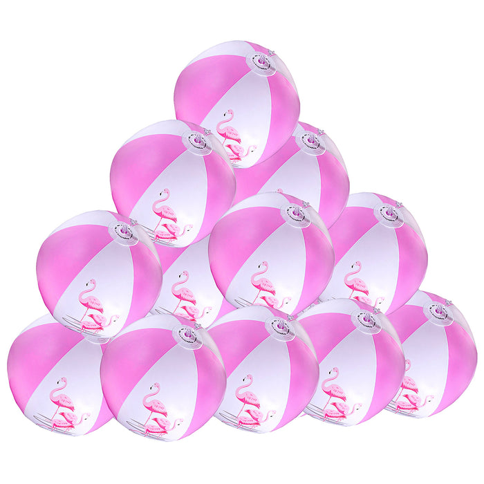 16" Pink Flamingo Party Pack Inflatable Beach Balls - Beach Pool Pink/Flamingo Themed Party Toys (12 Pack)