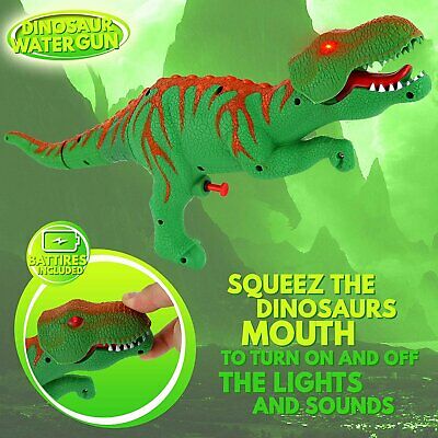 Dinosaur Watergun - Jurassic T-rex Green Water Squirt Blasters Dino Gun Shooter with Lights and Sounds
