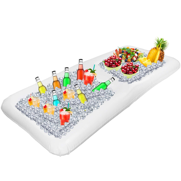 Outdoor Inflatable Buffet Cooler Server - White Blow Up Cooling Tub With Divider For Serving Buffet Style Picnic