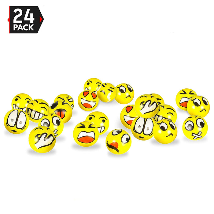 3" party pack emoji stress balls - stress reliever party favors, toy balls, party toys (24 pack)