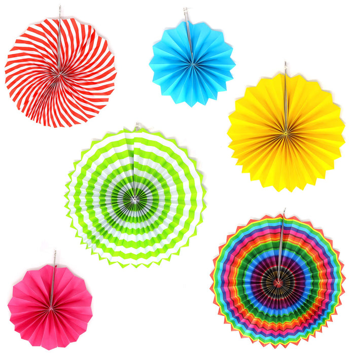 Paper Fans Pink Green And Blue Mexican Fiesta Party Decorations Supplies Paper Fan Rosettes