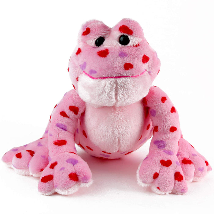 Love Frog - Plush Valentine's Day Pink and Red Heart Printed Small Stuffed Frogs Animals for All Ages