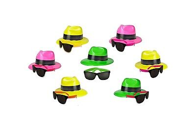 24 Neon Party Supplies Pack - Party Favors Assortment - 12 Neon Sunglasses & 12 Hats