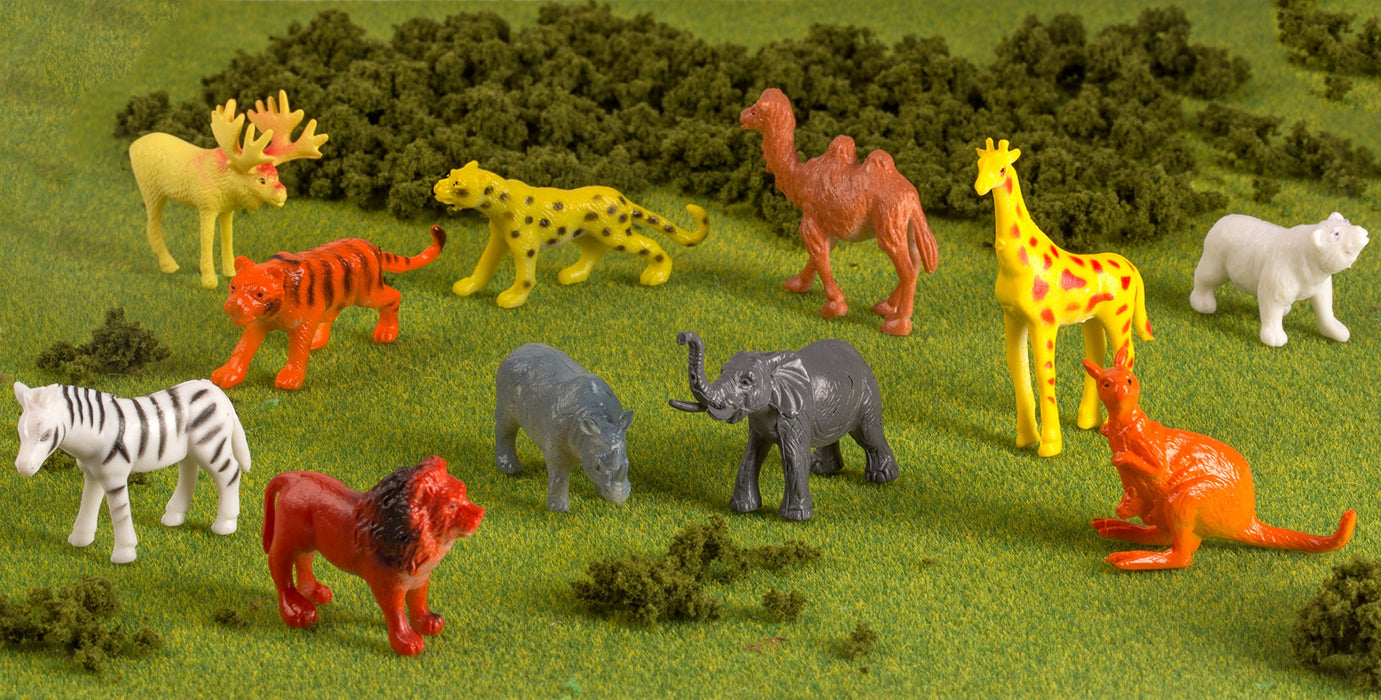 100 Piece Party Pack Mini Wild Jungle Animals - Plastic Mini Educational Jungle Animal Toys - Fun Gift Party Favors