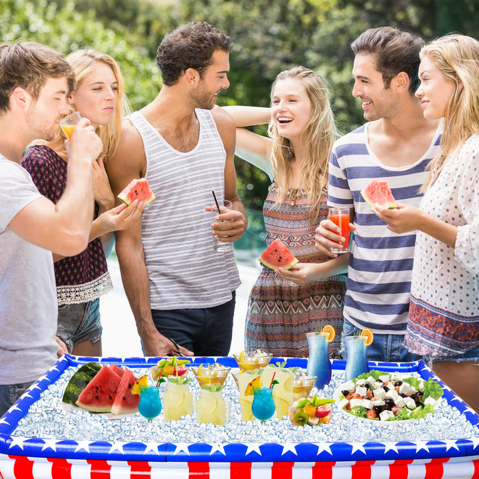 Outdoor Inflatable Buffet Cooler Server - Patriotic Red White and Blue Blow Up Cooling Tub For Serving Buffet Style Picnic