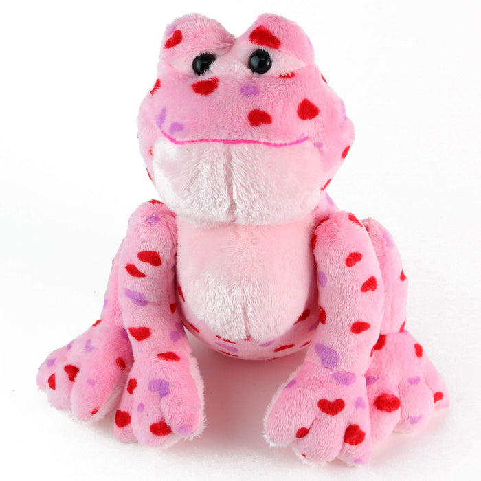 Love Frog - Plush Valentine's Day Pink and Red Heart Printed Small Stuffed Frogs Animals for All Ages