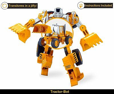 5 Pack TransTruck Transforms to Tractor and Robot Action Figures Combine into 1 Giant Robot – Holiday, Birthday Gift Tractors Robots Toys for Kids