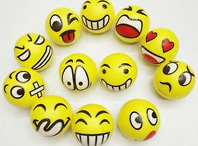 3" party pack emoji stress balls - stress reliever party favors, toy balls, party toys (24 pack)