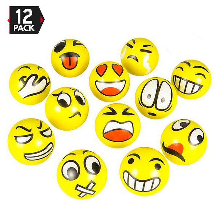 3" Party Pack Emoji Stress Balls Stress Reliver Party Favors, Toy Balls, Party Toys (12 Pack)