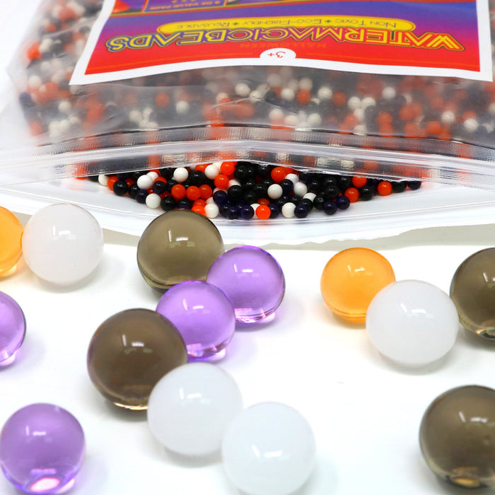 Floral Halloween Pearl Water Beads - Orange Purple Black and White Halloween Gel Balls for Vase Or Candle Fillers for Centerpiece