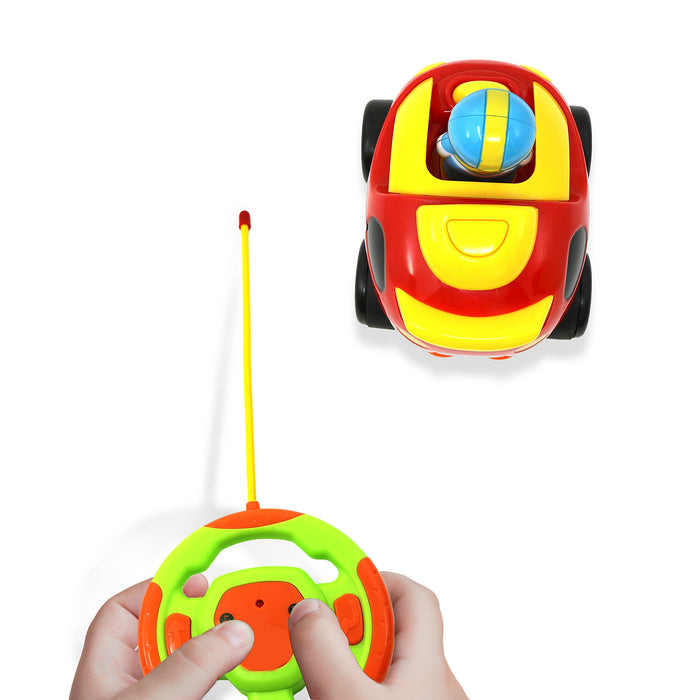Remote Control Car For Toddlers - Kids Rc Cartoon Big Mo’s Toys Race Car – Beginner's Remote Control for Toddlers and Kids with Sounds, Music, Flashing Lights and Removable Driver Action Figure