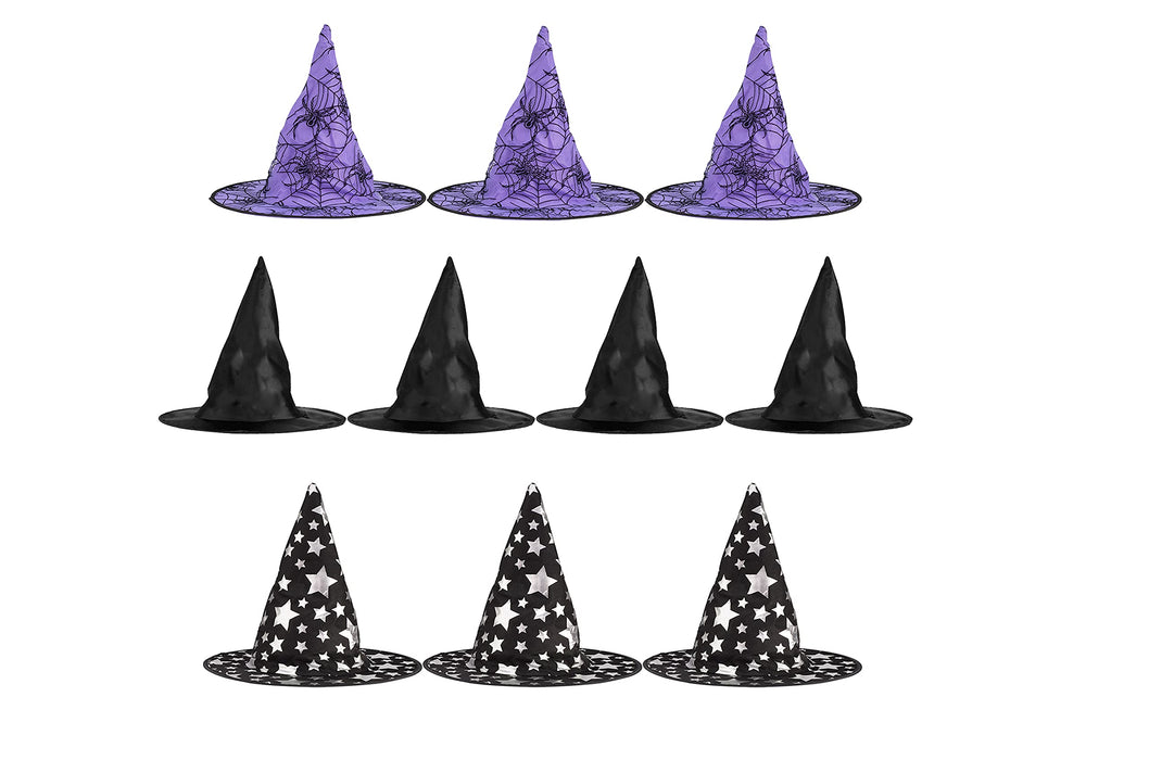 Halloween Witch Hats Costumes for Kids – Varied Designs 10 Pack