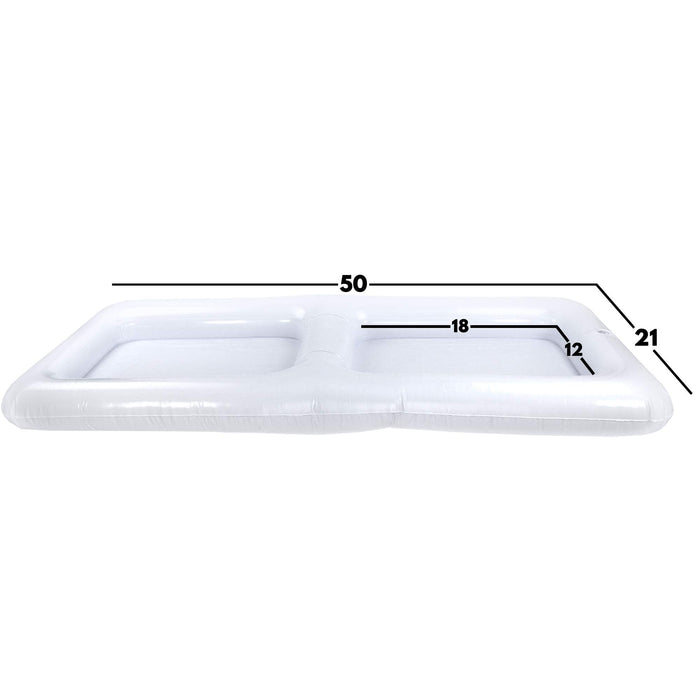 Outdoor Inflatable Buffet Cooler Server - White Blow Up Cooling Tub with Divider for Serving Buffet Style Picnic - Pack of 2