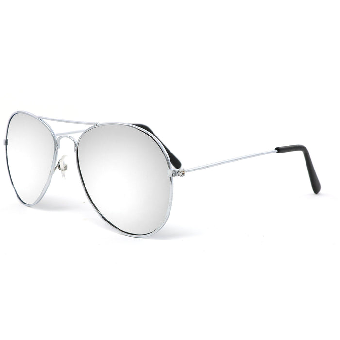 Silver Mirrored Aviator Sunglasses Shades – 70’s Style Adult Aviators Costume Glasses - 1 Pair