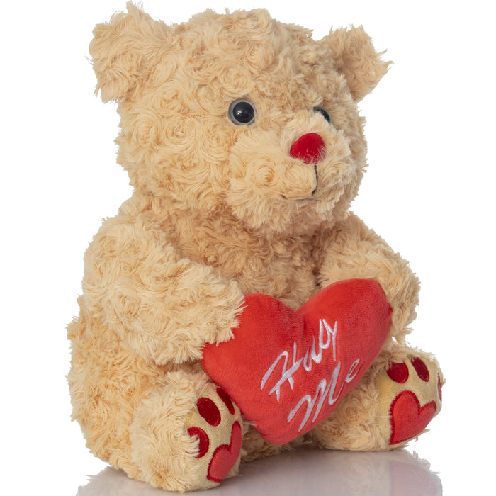 Valentine's Bear - Brown Plush Teddy Bear with Red Hug Me Love Heart Dirty Talking Valentines Day Funny Farting Stuffed Animal Girlfriend Boyfriend