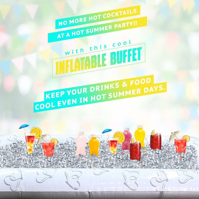 Outdoor Inflatable Buffet Cooler Server - Heart Blow Up Cooling Tub for Serving Buffet Style Picnic - Pack of 2