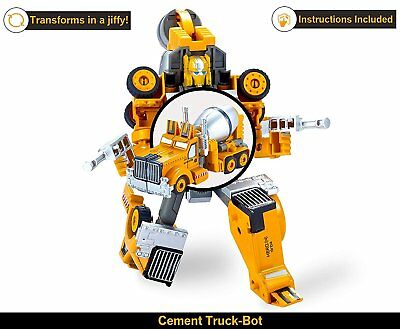 5 Pack TransTruck Transforms to Tractor and Robot Action Figures Combine into 1 Giant Robot – Holiday, Birthday Gift Tractors Robots Toys for Kids