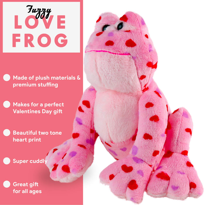 Love Frog - Plush Valentine's Day Pink and Red Heart Printed Small