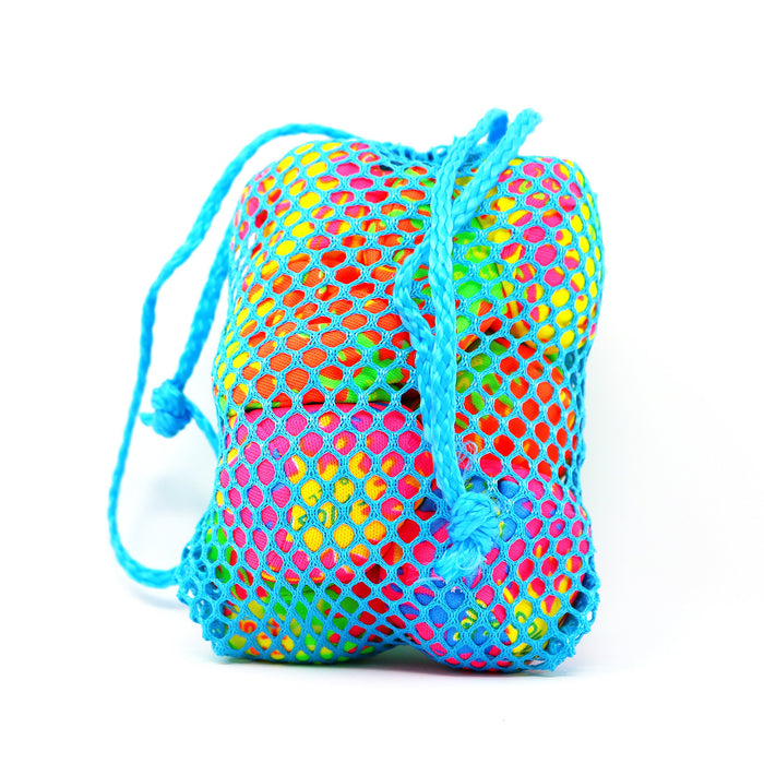 Splash Balls - Neon Drawstring Mesh Bag and Cool Water Balls for Pool - 12 Pack Set