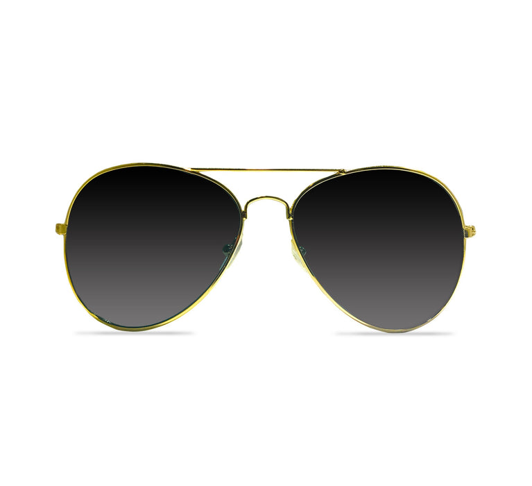 Gold Dark Aviator Sunglasses Shades – 70’s Style Adult Aviators Costume Glasses - 1 Pair