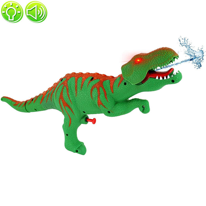 Dinosaur Watergun - Jurassic T-rex Green Water Squirt Blasters Dino Gun Shooter with Lights and Sounds