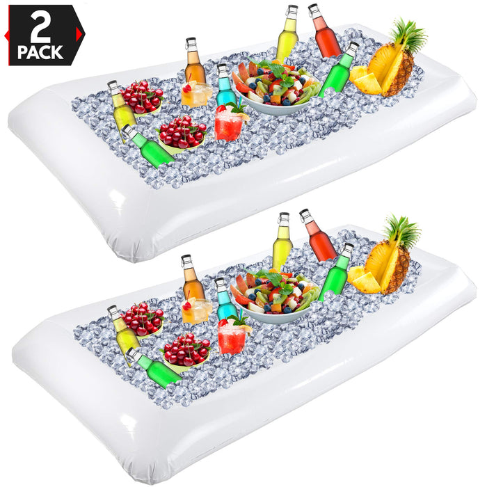 Outdoor Inflatable Buffet Cooler Server - White Blow Up Cooling Tub for Serving Buffet Style Picnic - Pack of 2