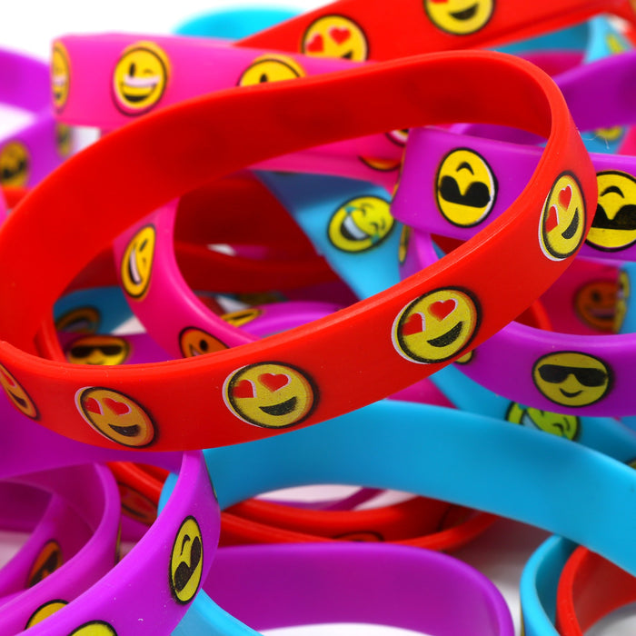 Emoji Silicone Bracelets Party Favors - Pinata / Goody Bag Fillers For Every Event - 36 Pieces