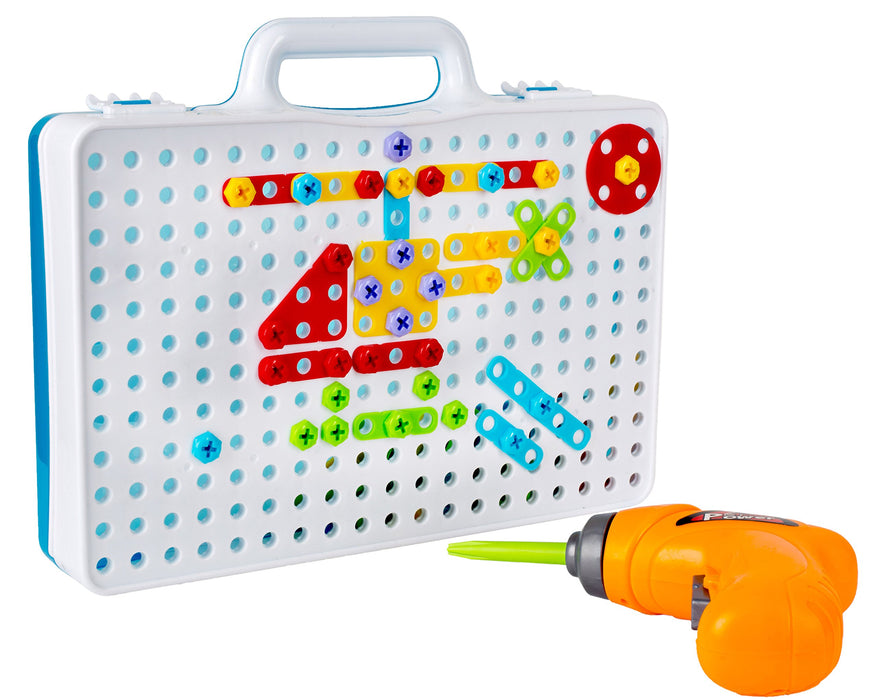 Drill & Play Creative Educational Toy with Real Toy Drill - Mosaic Design Building Toys Tool Kit