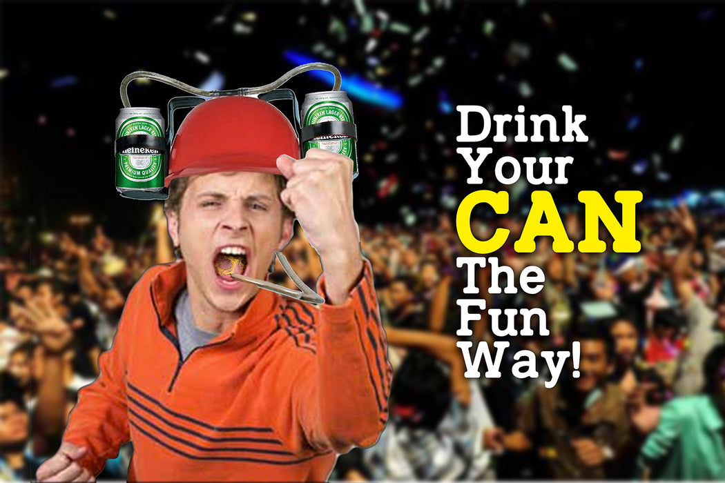 Beer And Soda Drinking Helmet Party Hat - Beer And Soda Guzzler Helmet, Fun Party Drinking Hat, Party Gags Cap