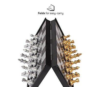 Magnetic Travel Chess Set with Board That Becomes A Storage Compartment